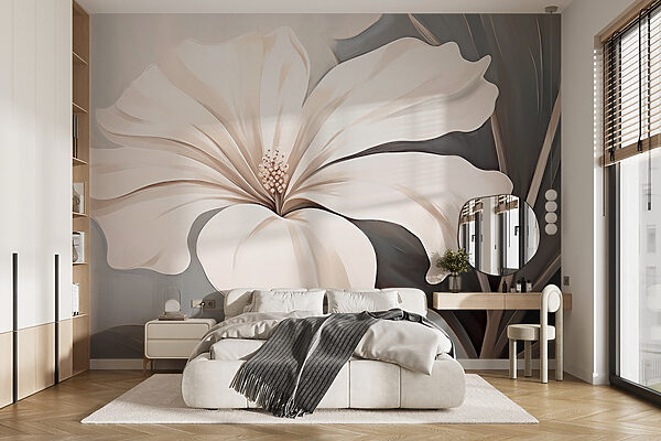 Fiore bianco su sfondo grigio Fiore bianco su sfondo grigio
