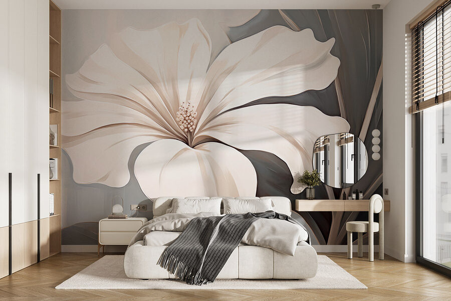 Fiore bianco su sfondo grigio Fiore bianco su sfondo grigio
