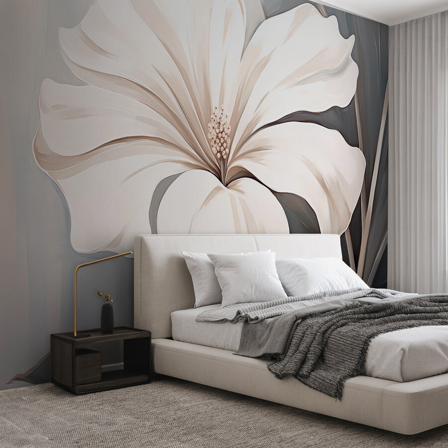 Fiore bianco su sfondo grigio Fiore bianco su sfondo grigio