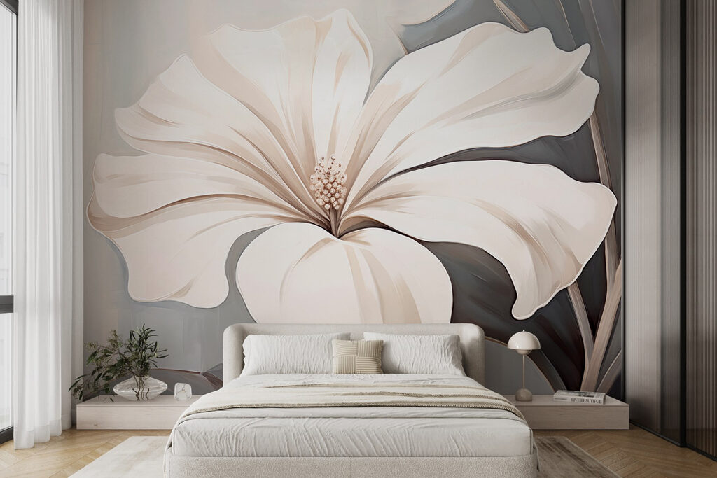 White flower on a gray background