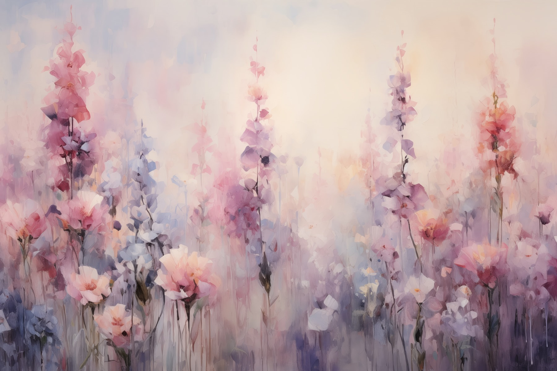 Painting of flowers in a field