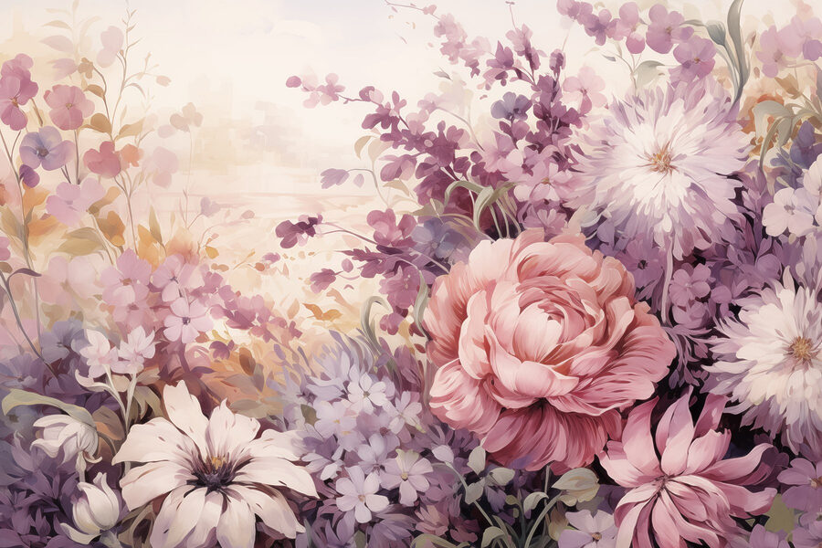 Pittura di fiori e foglie