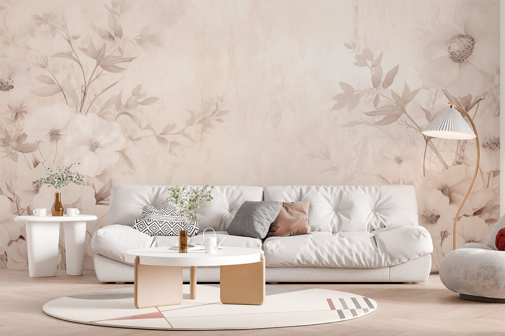 White flower pattern on a white surface White flower pattern on a white surface