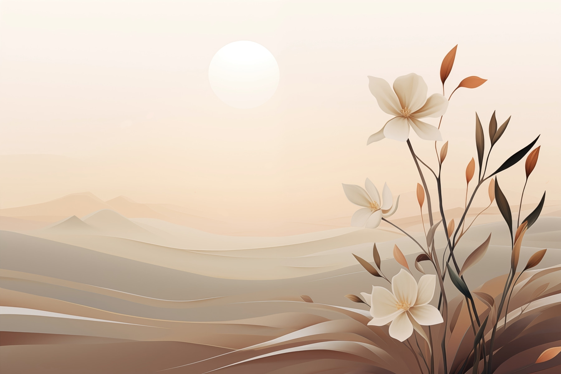 Painting of flowers in a desert