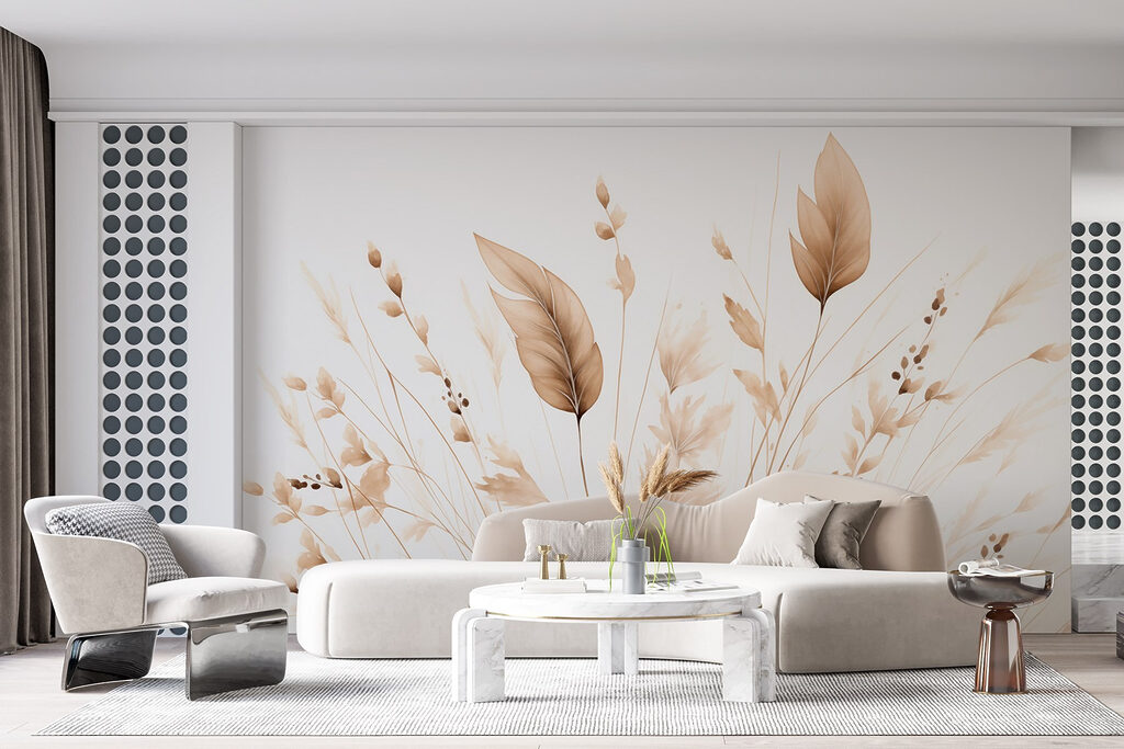 Delicate leaves grace a soft backdrop Delicate leaves grace a soft backdrop