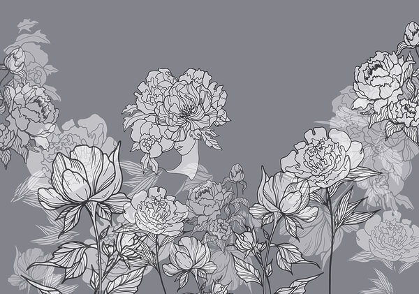 Gruppo di fiori su sfondo grigio Gruppo di fiori su sfondo grigio