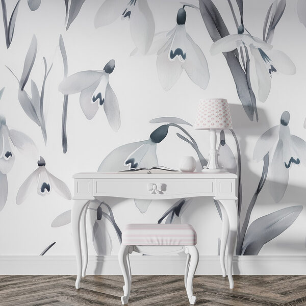 Fiori bianchi con foglie grigie Fiori bianchi con foglie grigie