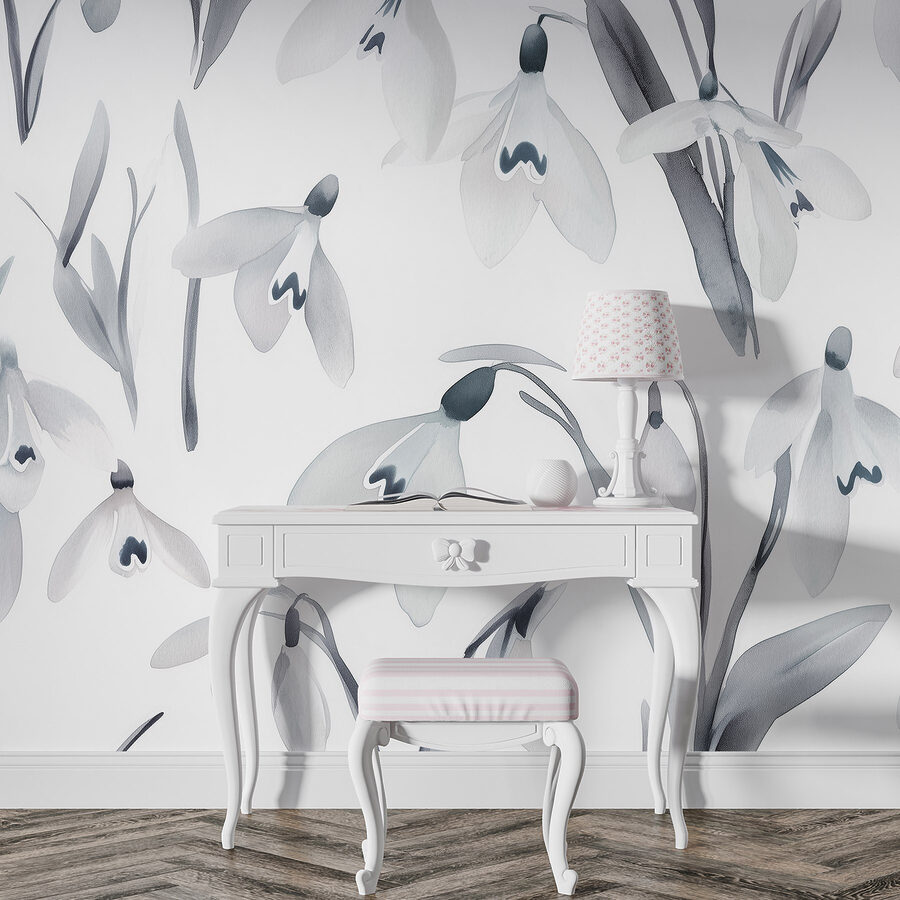 Fiori bianchi con foglie grigie