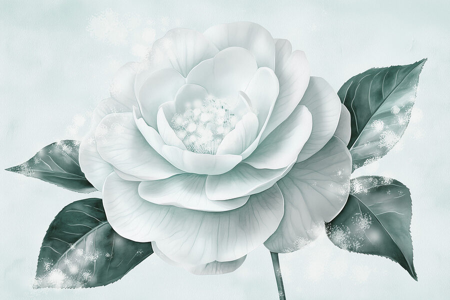 Fiore bianco con foglie verdi
