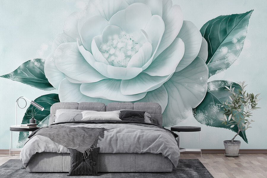 Fiore bianco con foglie verdi