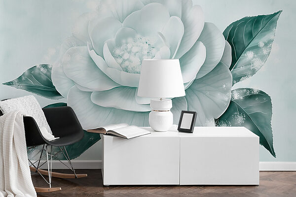 Fiore bianco con foglie verdi Fiore bianco con foglie verdi