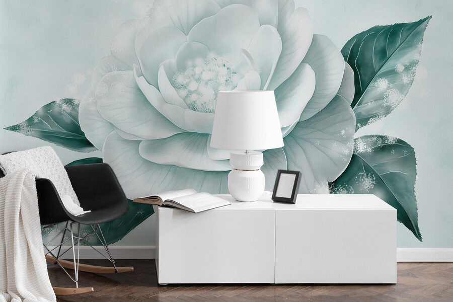 Fiore bianco con foglie verdi