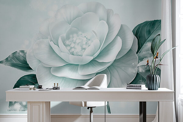Fiore bianco con foglie verdi Fiore bianco con foglie verdi
