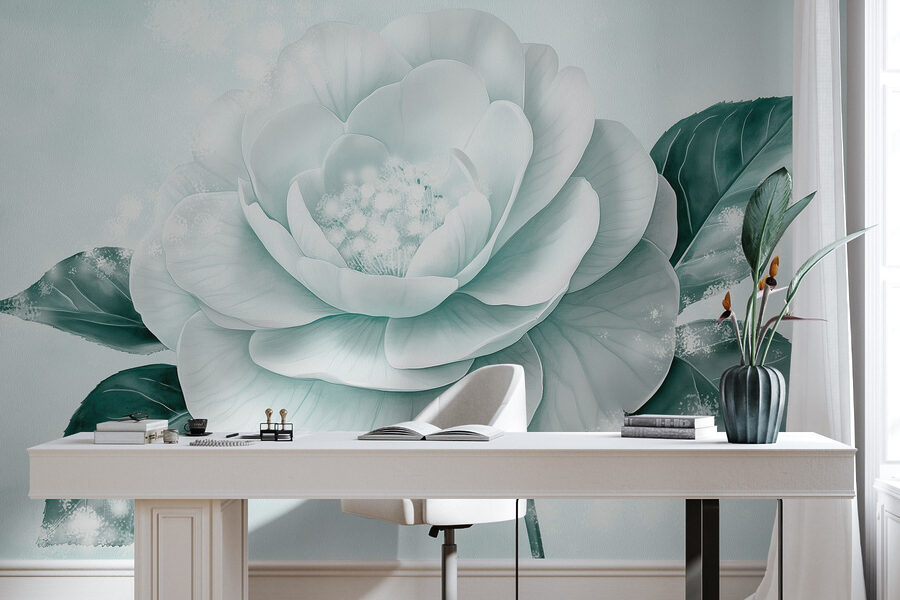 Fiore bianco con foglie verdi