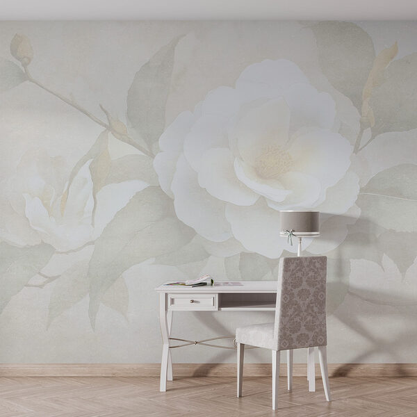 Fiore bianco con foglie verdi Fiore bianco con foglie verdi