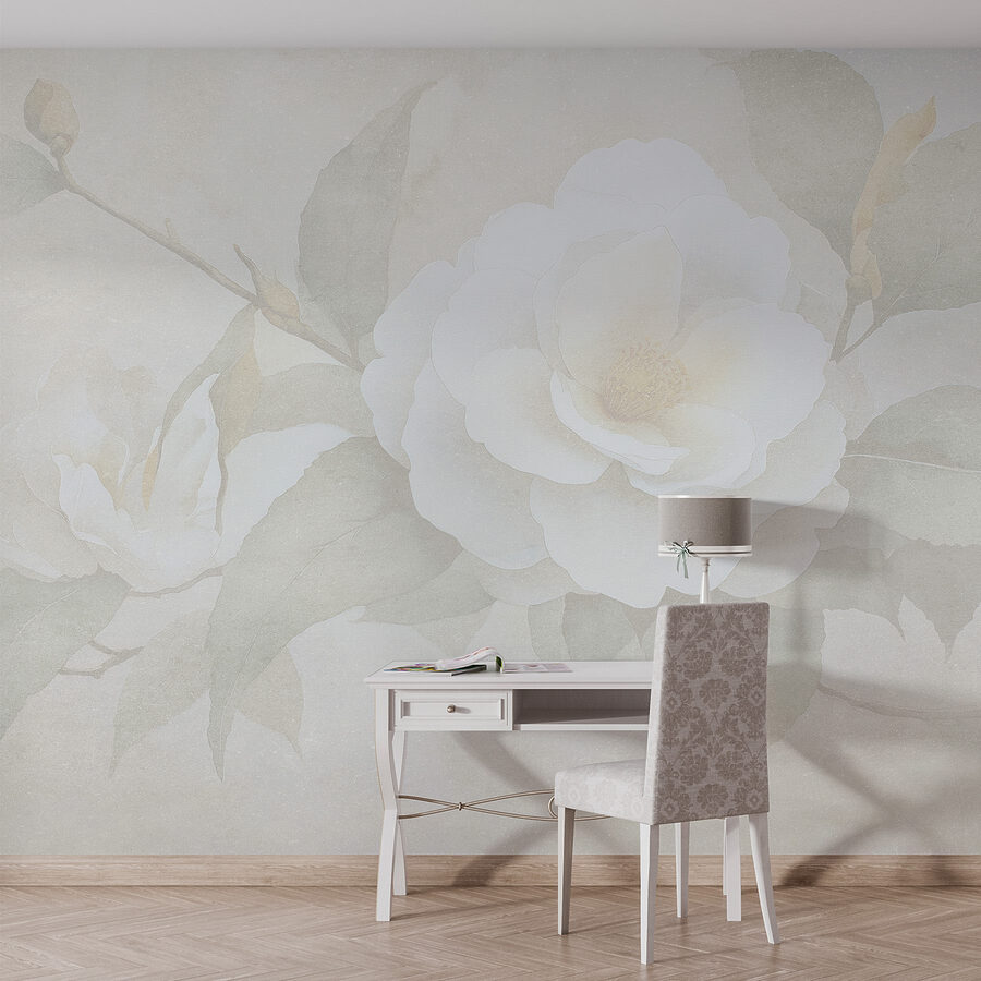 Fiore bianco con foglie verdi