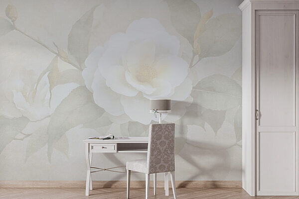 Fiore bianco con foglie verdi Fiore bianco con foglie verdi