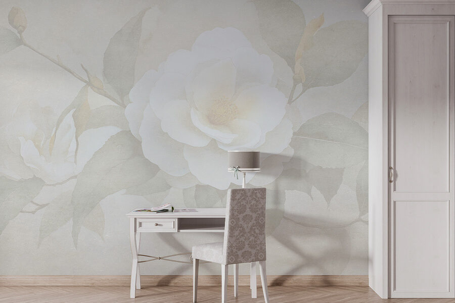 Fiore bianco con foglie verdi