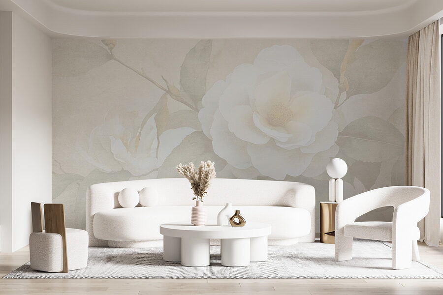 Fiore bianco con foglie verdi
