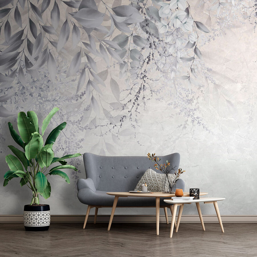 Design floreale bianco e grigio