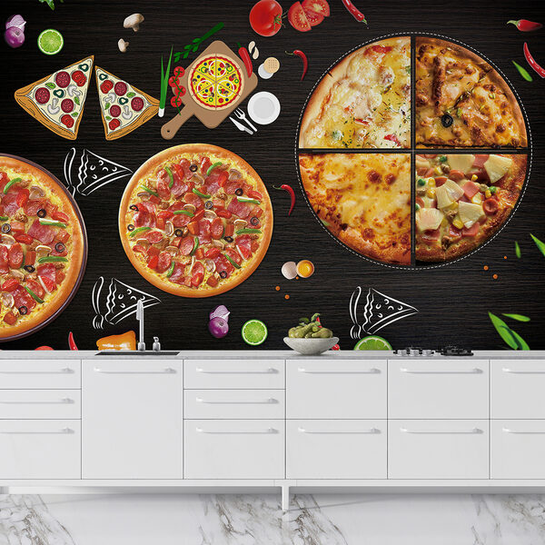 Una pizza su un tavolo Una pizza su un tavolo