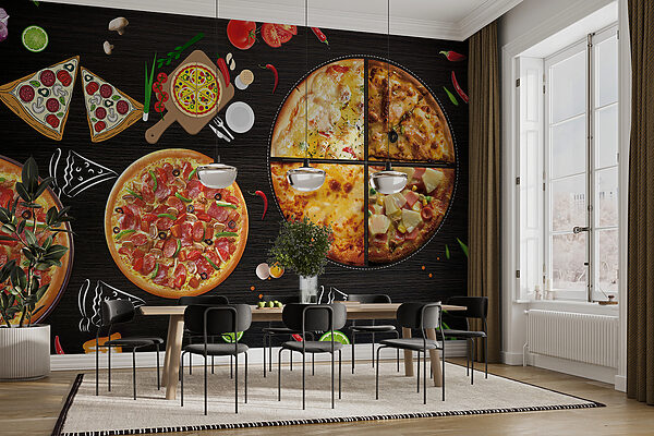 Una pizza su un tavolo Una pizza su un tavolo