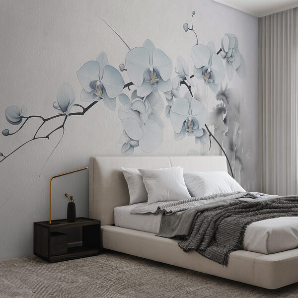 Pittura di un ramo con fiori bianchi Pittura di un ramo con fiori bianchi