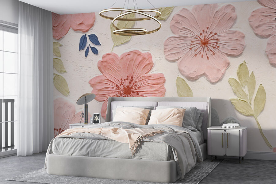 Muro con fiori e foglie