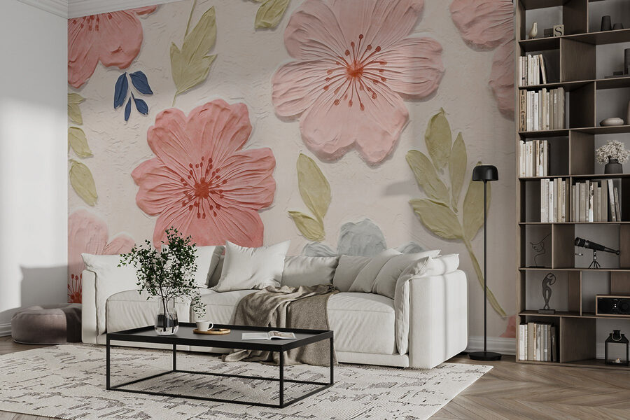 Muro con fiori e foglie
