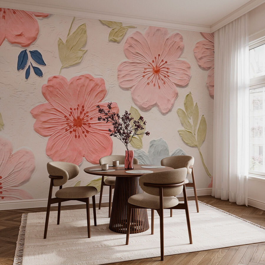 Muro con fiori e foglie