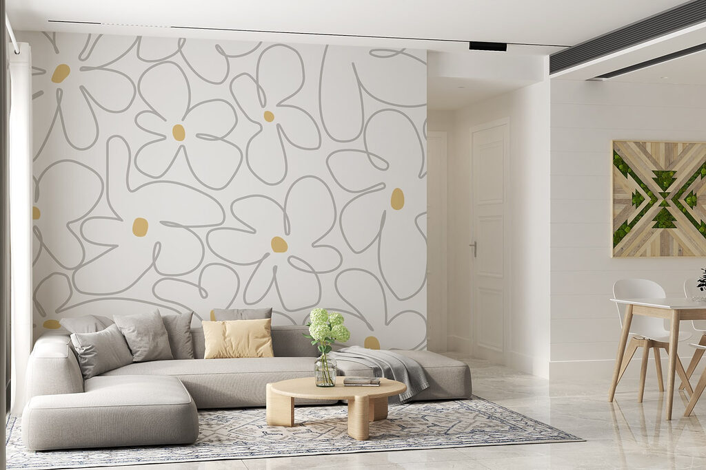 Pattern of flowers on a white background