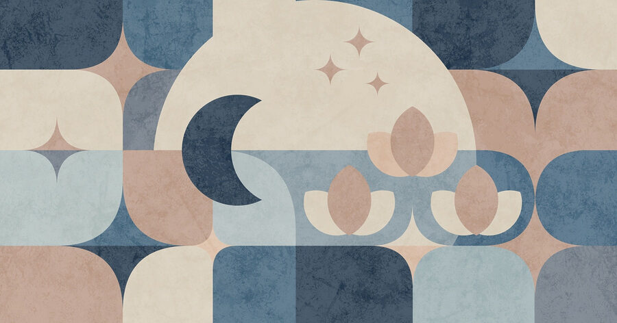 Disegno geometrico blu e rosa