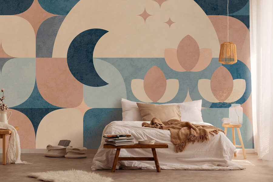 Disegno geometrico blu e rosa