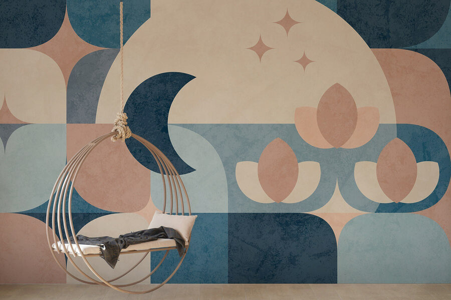 Disegno geometrico blu e rosa