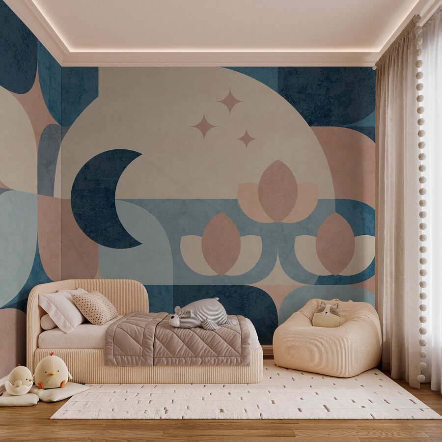 Disegno geometrico blu e rosa