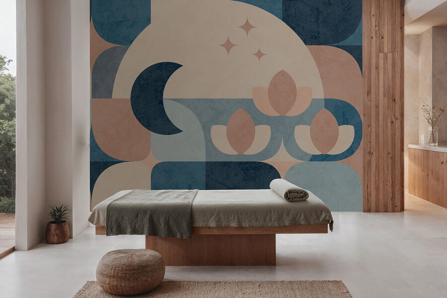 Disegno geometrico blu e rosa
