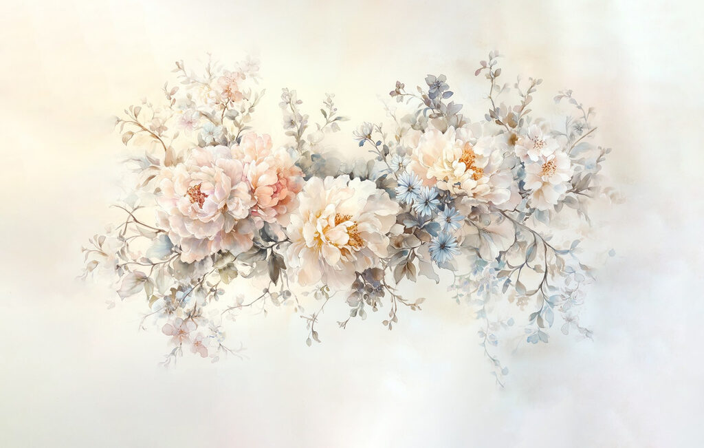 Pittura di fiori su una superficie bianca Pittura di fiori su una superficie bianca