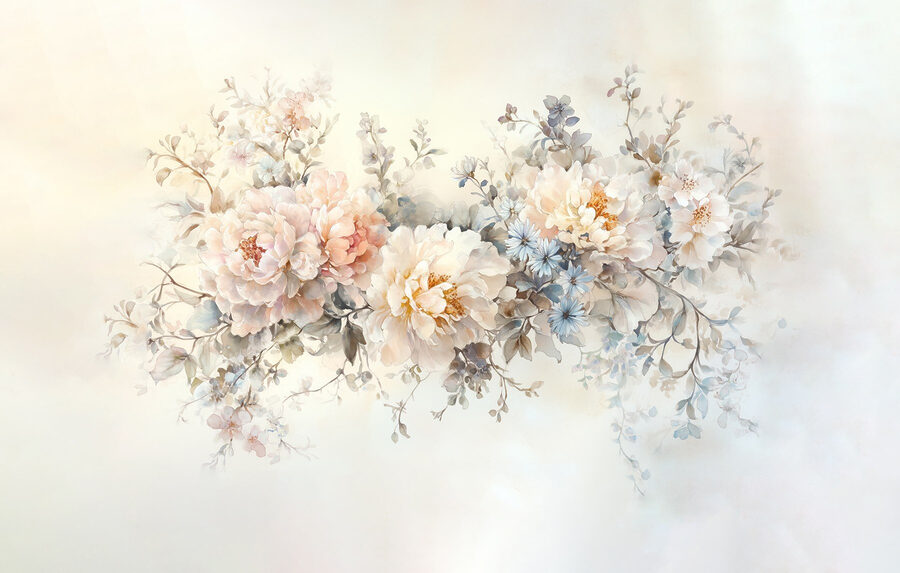 Pittura di fiori su una superficie bianca