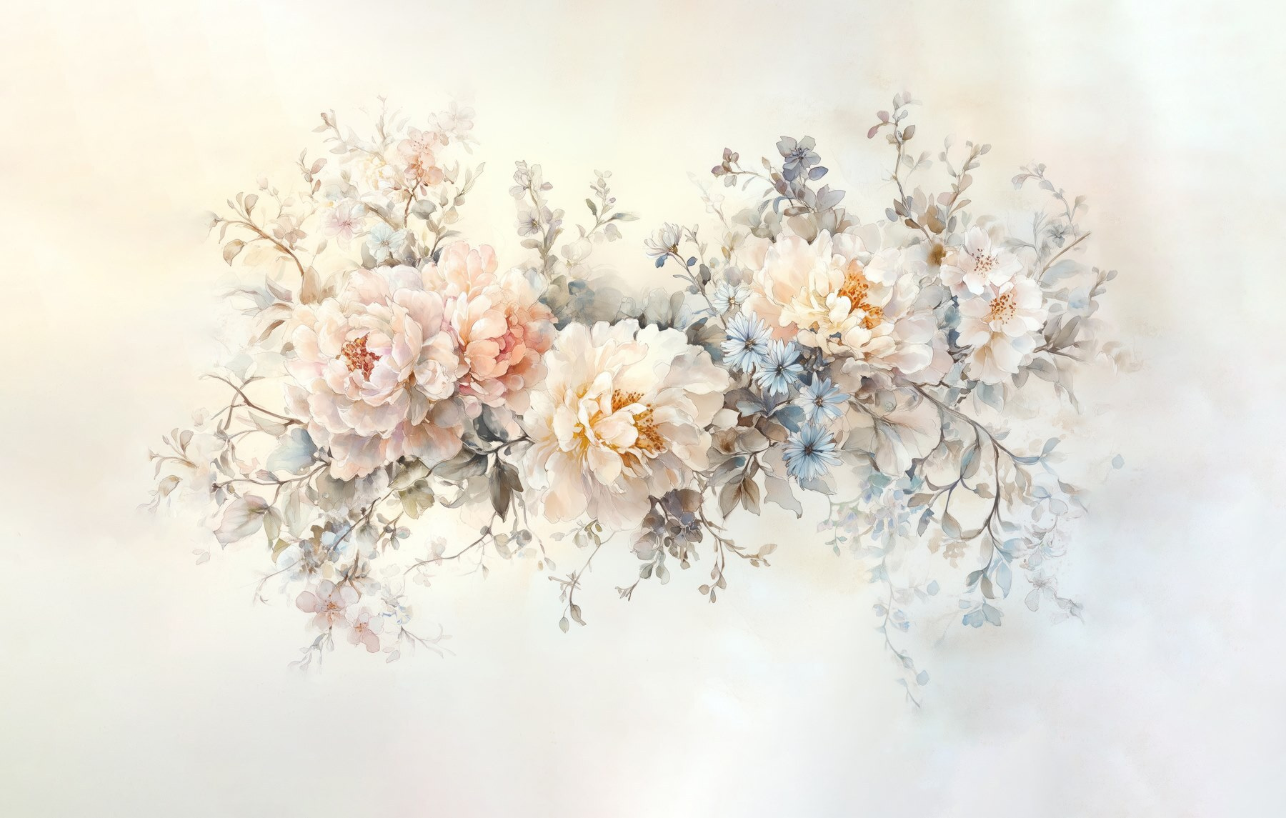 Painting of flowers on a white surface