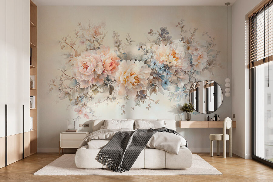 Pittura di fiori su una superficie bianca