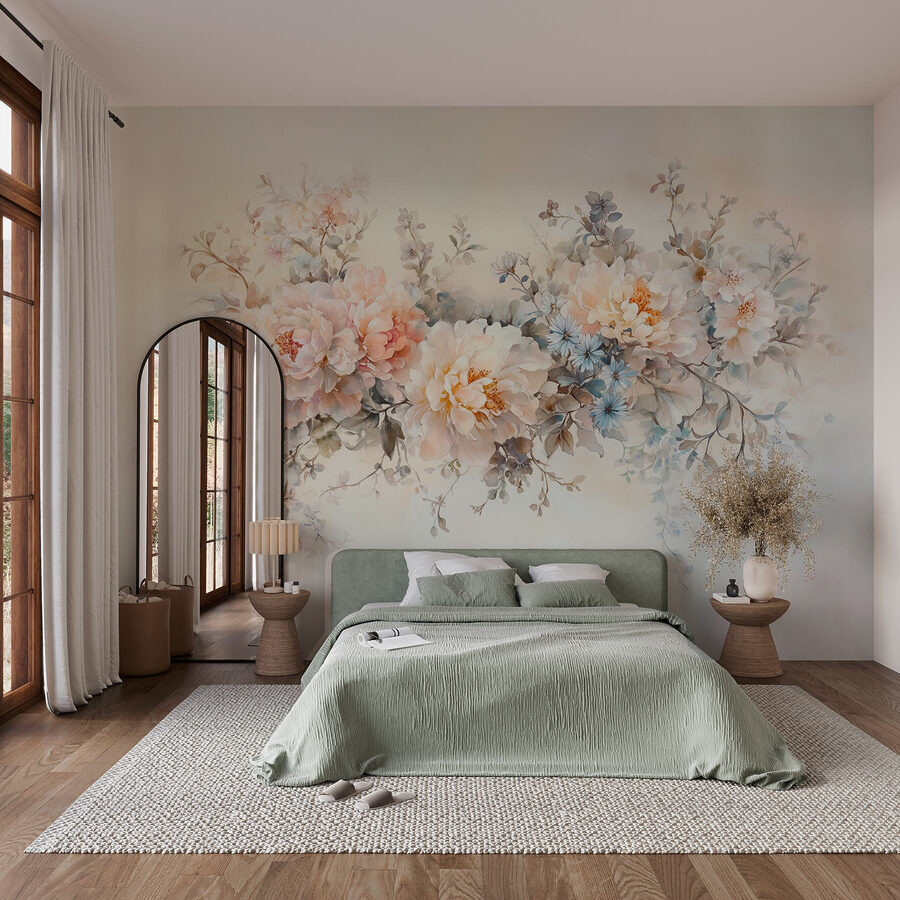 Pittura di fiori su una superficie bianca