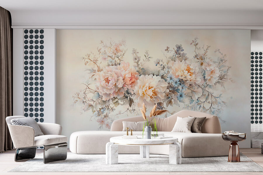 Pittura di fiori su una superficie bianca