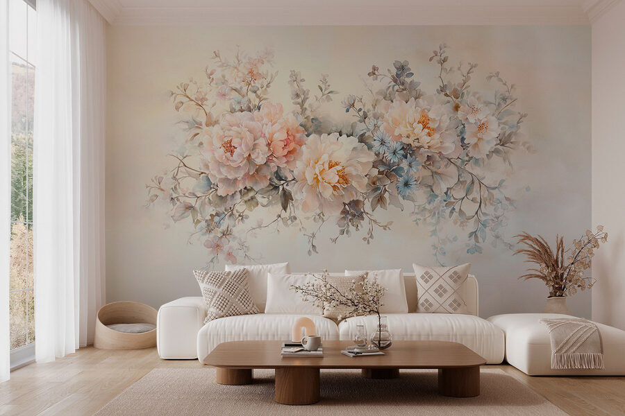 Pittura di fiori su una superficie bianca