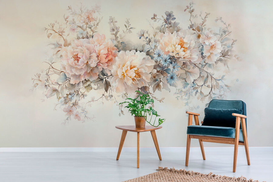 Pittura di fiori su una superficie bianca