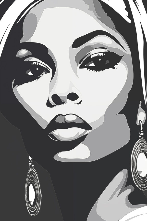 Woman with large earrings