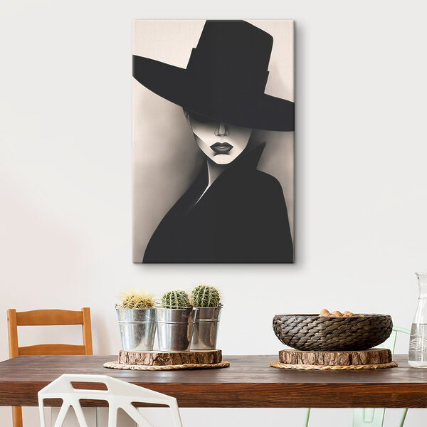 Quadri Quadri Donna con un cappello (COD: s44108)