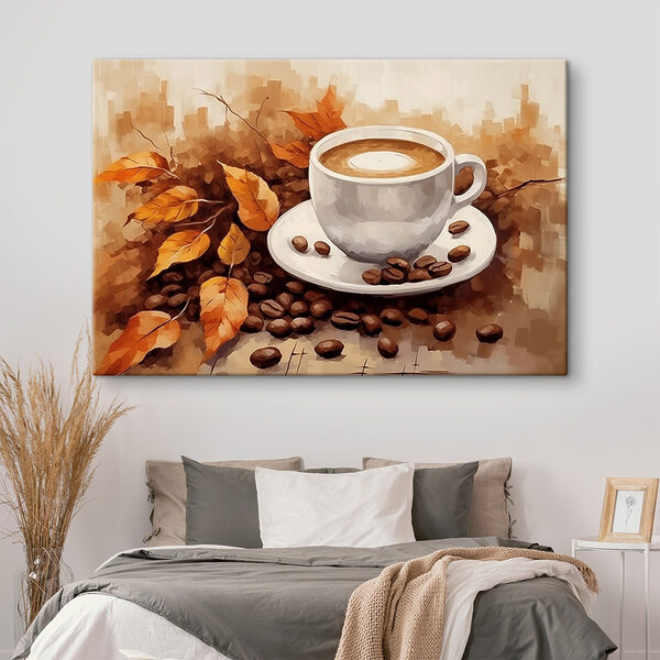 Coffee cup and beans on a saucer Coffee cup and beans on a saucer
