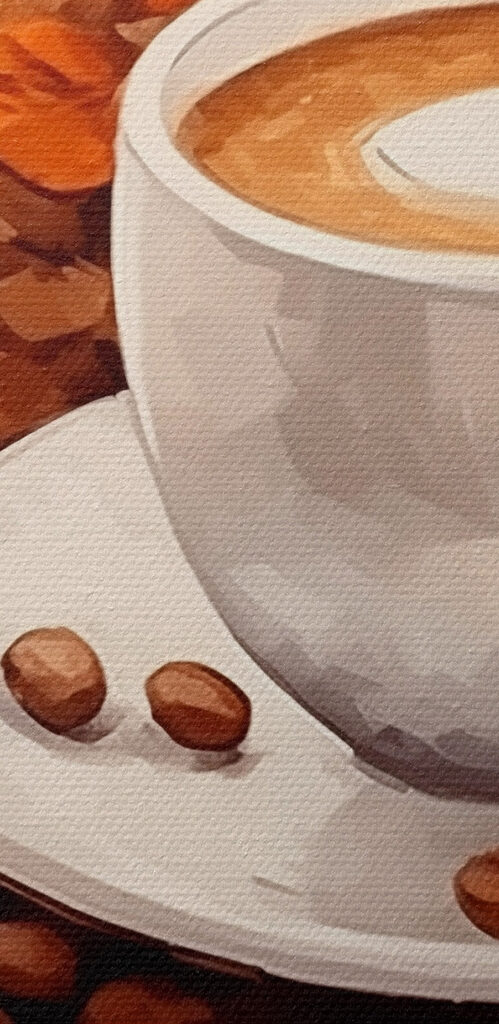 Coffee cup and beans on a saucer Coffee cup and beans on a saucer