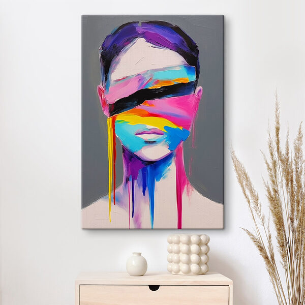 Quadri Quadri Dipinto raffigurante una donna con il viso dipinto con colori vivaci (COD: s44117)