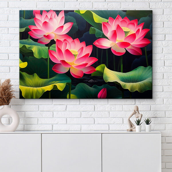 Mazzo di fiori rosa con foglie verdi Quadri Mazzo di fiori rosa con foglie verdi